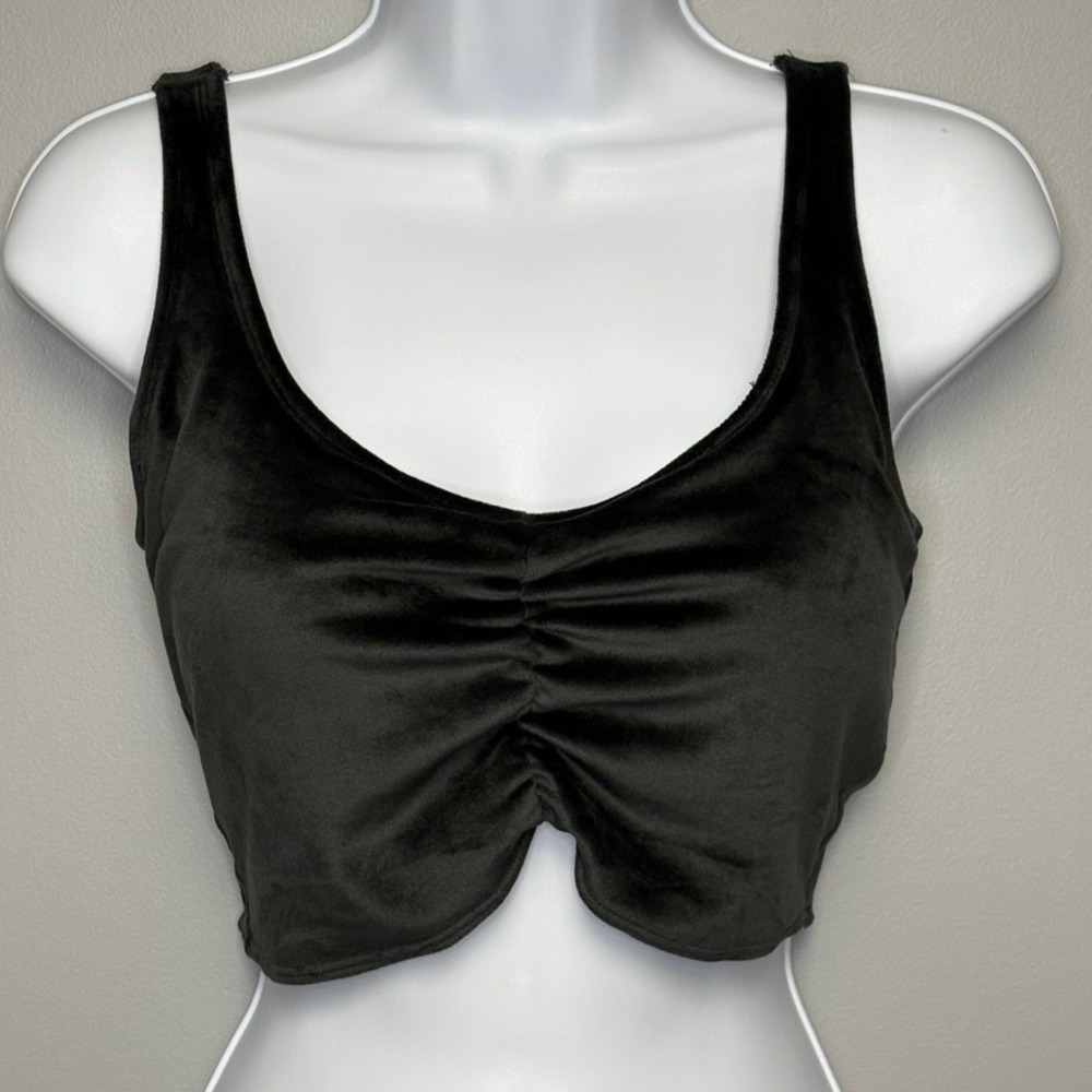 Gilly Hicks Festival Whimsigoth Velvet Velour Black Padded V-Neck Bralette Sz M